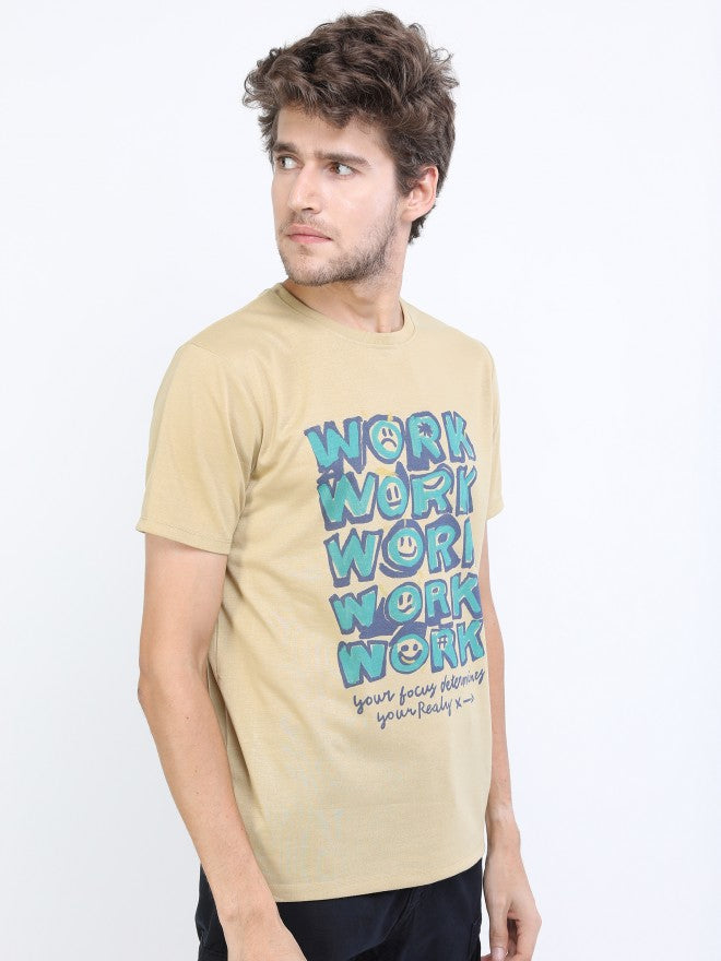 Highlander Men Beige Printed Round Neck T-Shirt - Beige - Image 6