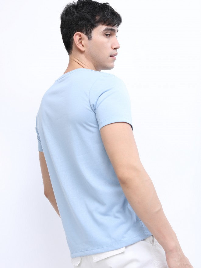 Highlander Men Blue Printed Round Neck T-Shirt - Blue - Image 3