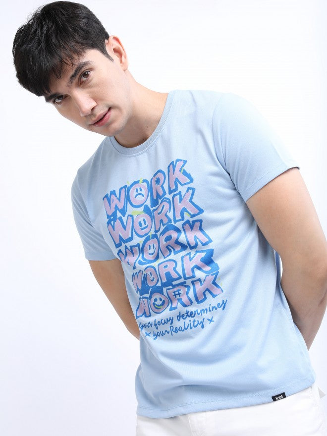 Highlander Men Blue Printed Round Neck T-Shirt - Blue - Image 4