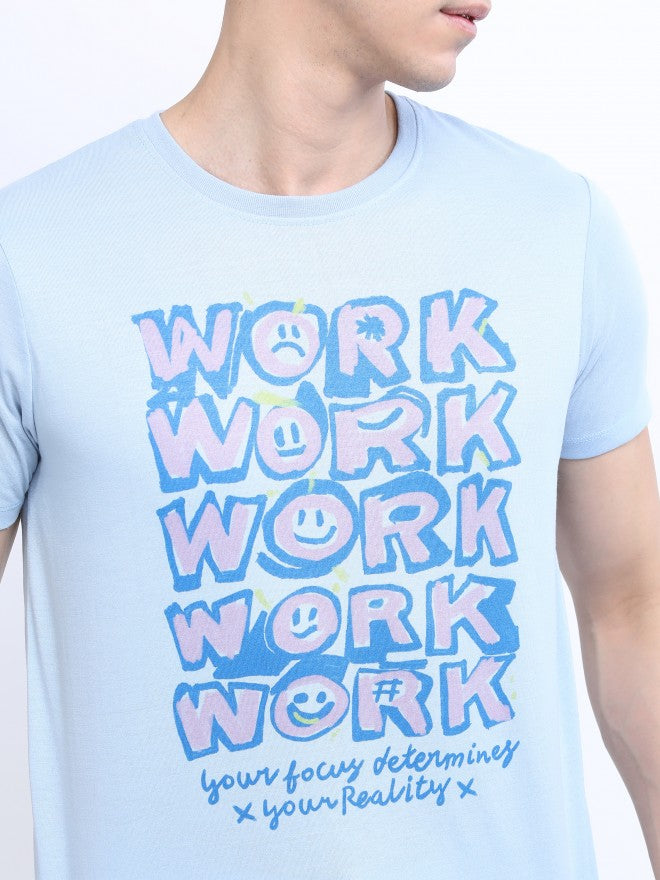 Highlander Men Blue Printed Round Neck T-Shirt - Blue - Image 5