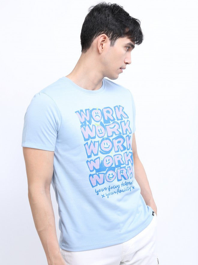 Highlander Men Blue Printed Round Neck T-Shirt - Blue - Image 6