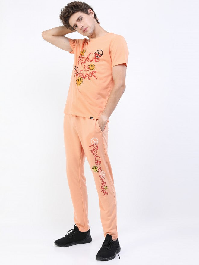 Highlander Men Peach Printed Round Neck T-Shirt - Beige - Image 2