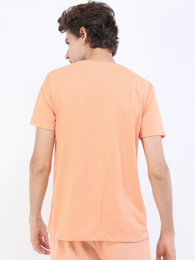 Highlander Men Peach Printed Round Neck T-Shirt - Beige - Image 3