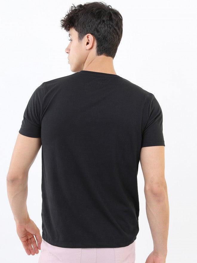 Highlander Men Black Printed Round Neck Cotton T-Shirt - Black - Image 3