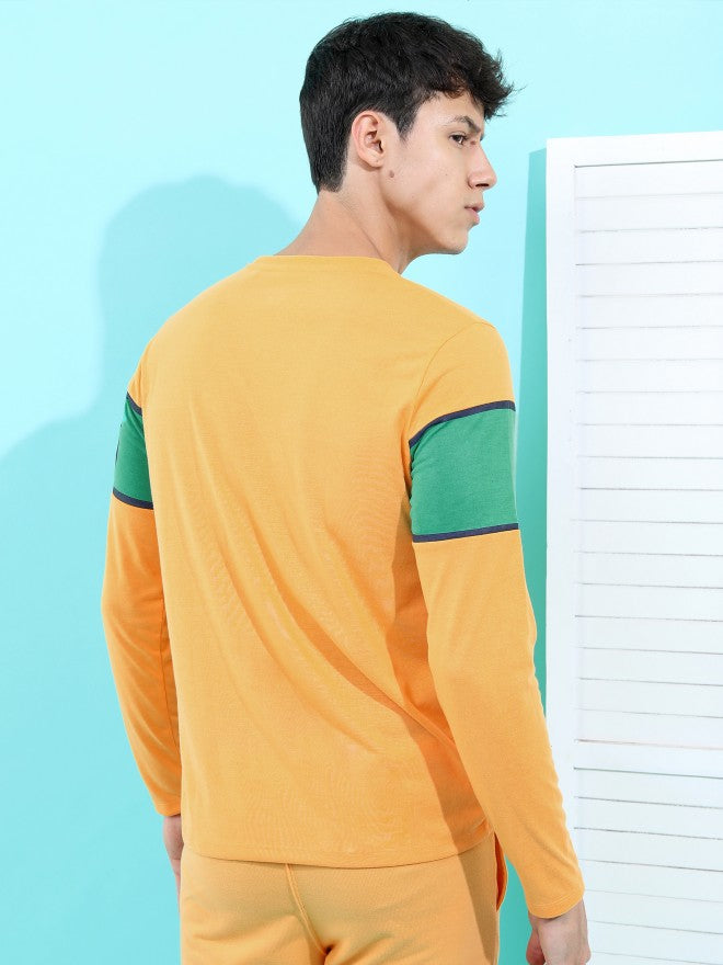 Highlander Men Yellow Printed Round Neck Cotton T-Shirt - Yellow - Image 3