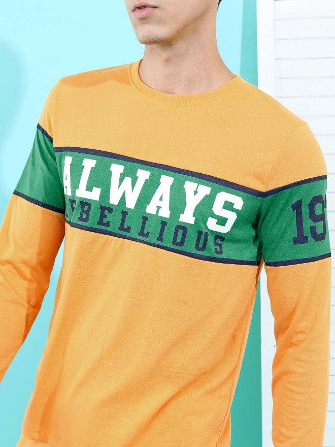 Highlander Men Yellow Printed Round Neck Cotton T-Shirt - Yellow - Image 5