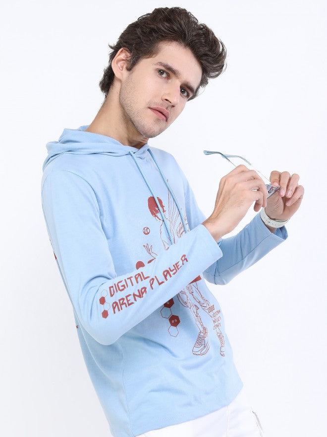 Highlander Men Blue Printed Hood T-Shirt - Blue - Image 6
