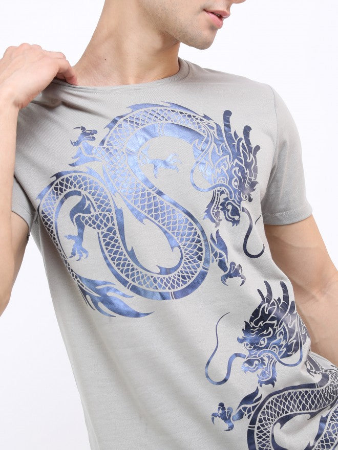 Highlander Men Grey Printed Round Neck T-Shirt - Grey - Image 5