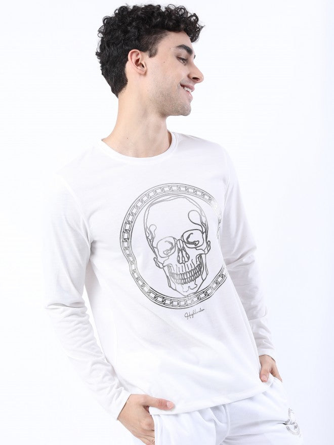 Highlander Men White Printed Round Neck T-Shirt - White - Image 1
