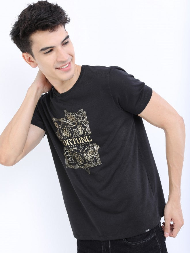 Highlander Men Black Printed Round Neck T-Shirt - Black - Image 4