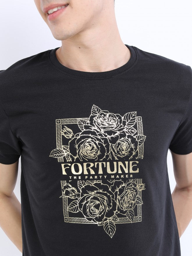 Highlander Men Black Printed Round Neck T-Shirt - Black - Image 5