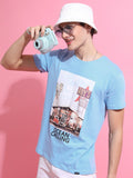 Highlander Men Airy Blue Printed Round Neck T-Shirt - Blue - Image 1