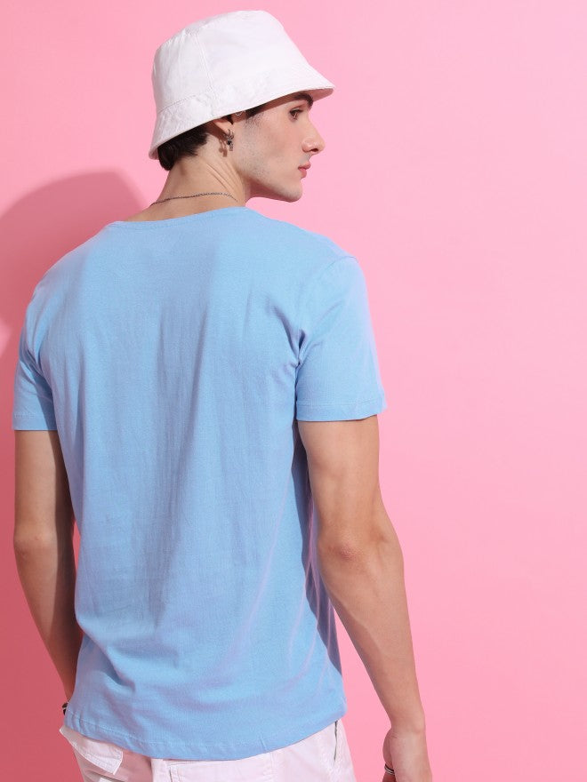 Highlander Men Airy Blue Printed Round Neck T-Shirt - Blue - Image 3