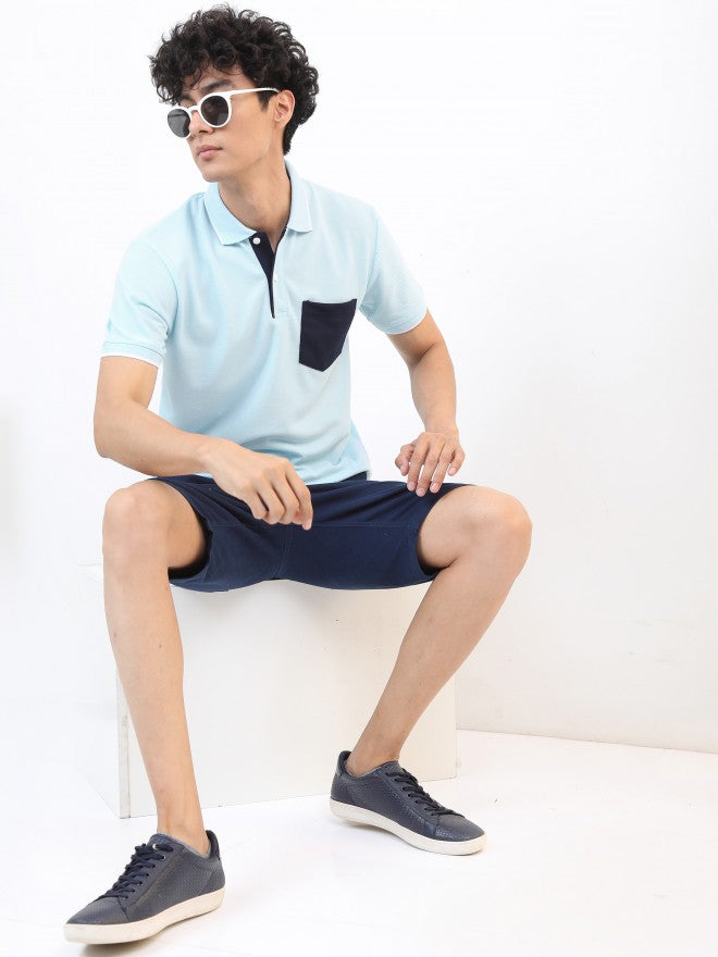Highlander Men Blue Solid Polo Collar T-shirt - Blue - Image 2