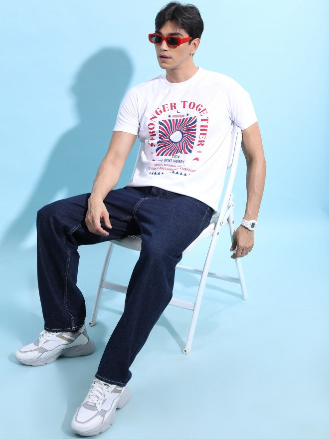 Highlander Men White Printed Round Neck T-Shirt - White - Image 2