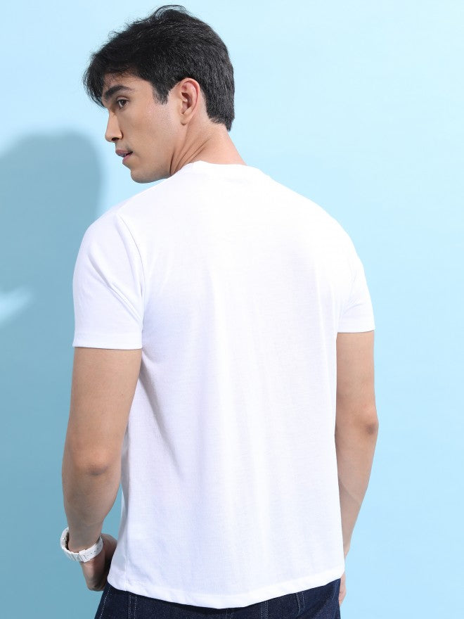 Highlander Men White Printed Round Neck T-Shirt - White - Image 3
