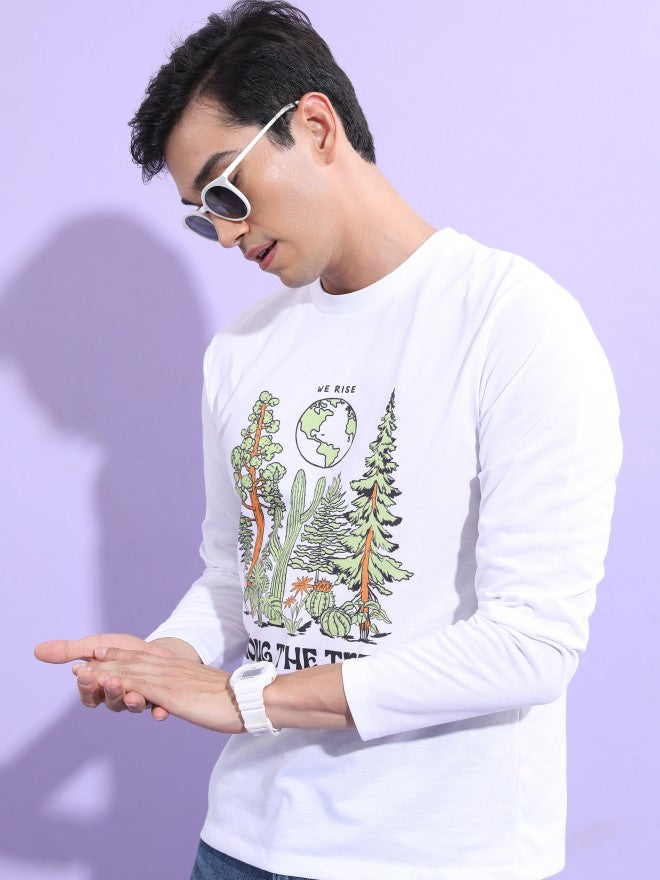 Highlander Men White Printed Round Neck T-Shirt - White - Image 4