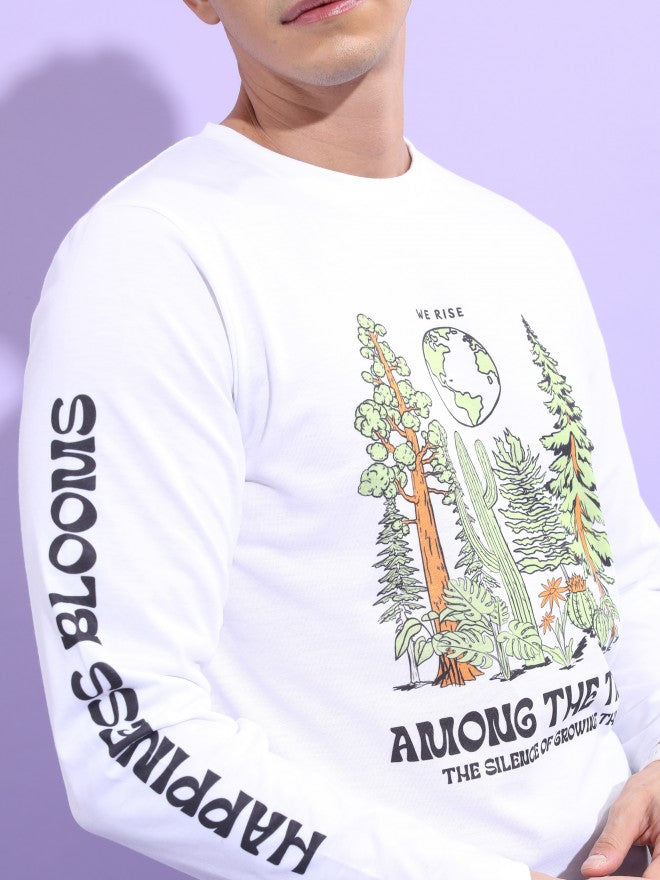 Highlander Men White Printed Round Neck T-Shirt - White - Image 5