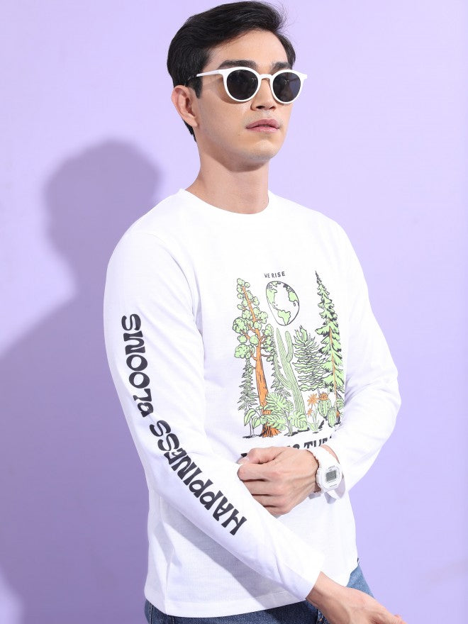 Highlander Men White Printed Round Neck T-Shirt - White - Image 6
