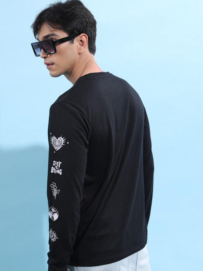 Highlander Men Black Printed Round Neck T-Shirt - Black - Image 3