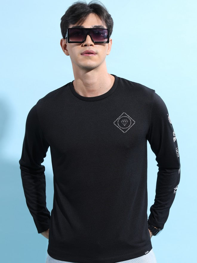 Highlander Men Black Printed Round Neck T-Shirt - Black - Image 4