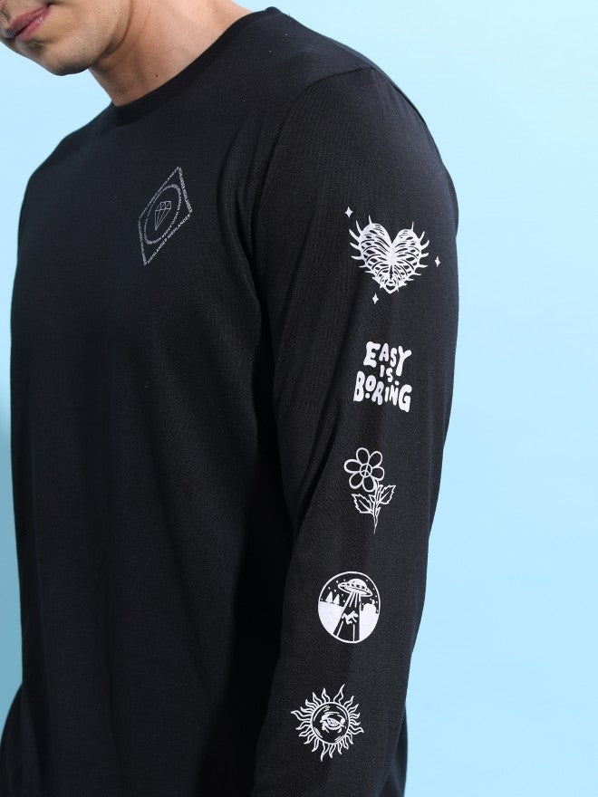 Highlander Men Black Printed Round Neck T-Shirt - Black - Image 5