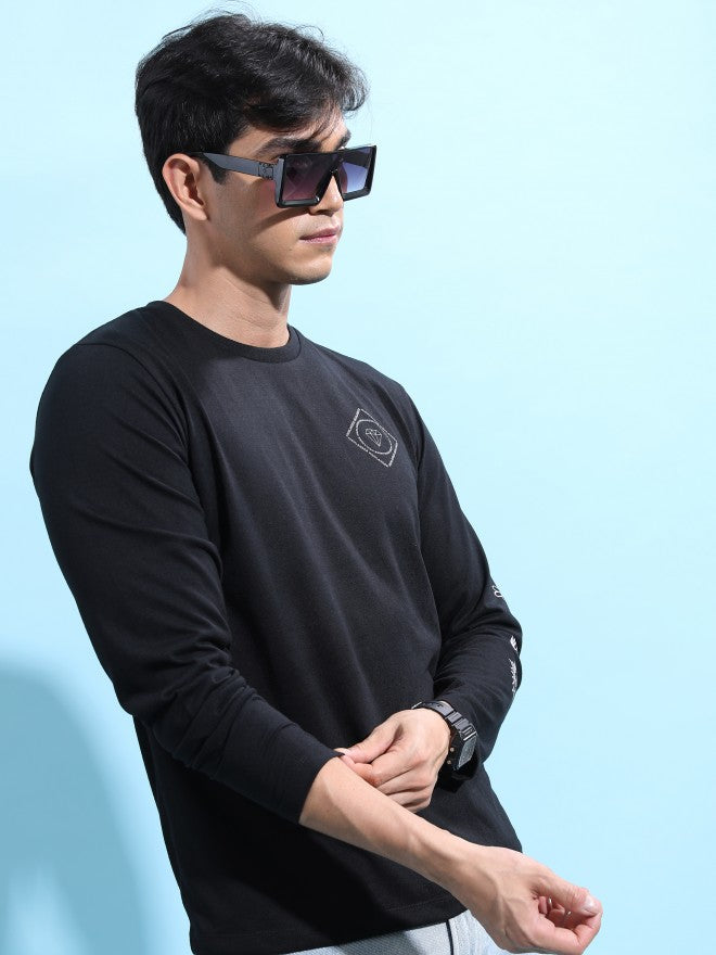 Highlander Men Black Printed Round Neck T-Shirt - Black - Image 6