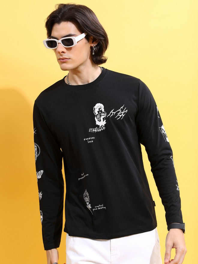 Highlander Men Black Printed Round Neck T-Shirt - Black - Image 1