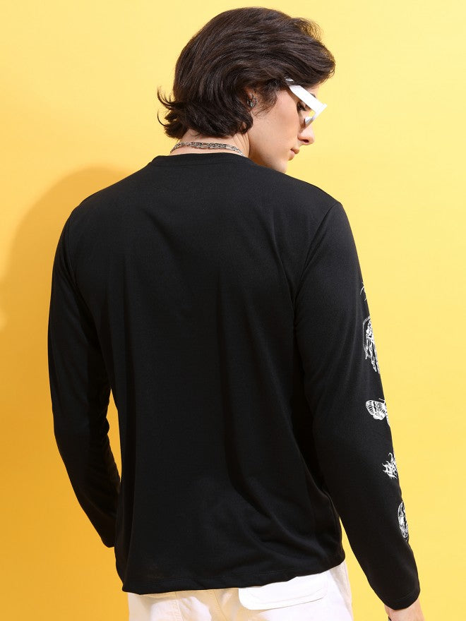 Highlander Men Black Printed Round Neck T-Shirt - Black - Image 3