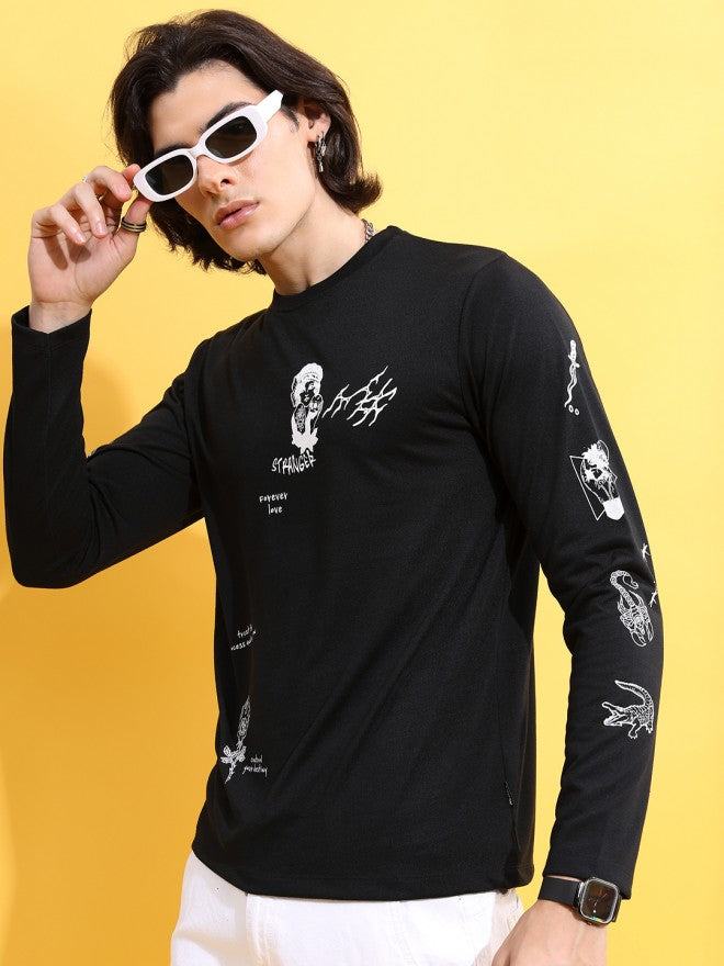 Highlander Men Black Printed Round Neck T-Shirt - Black - Image 4