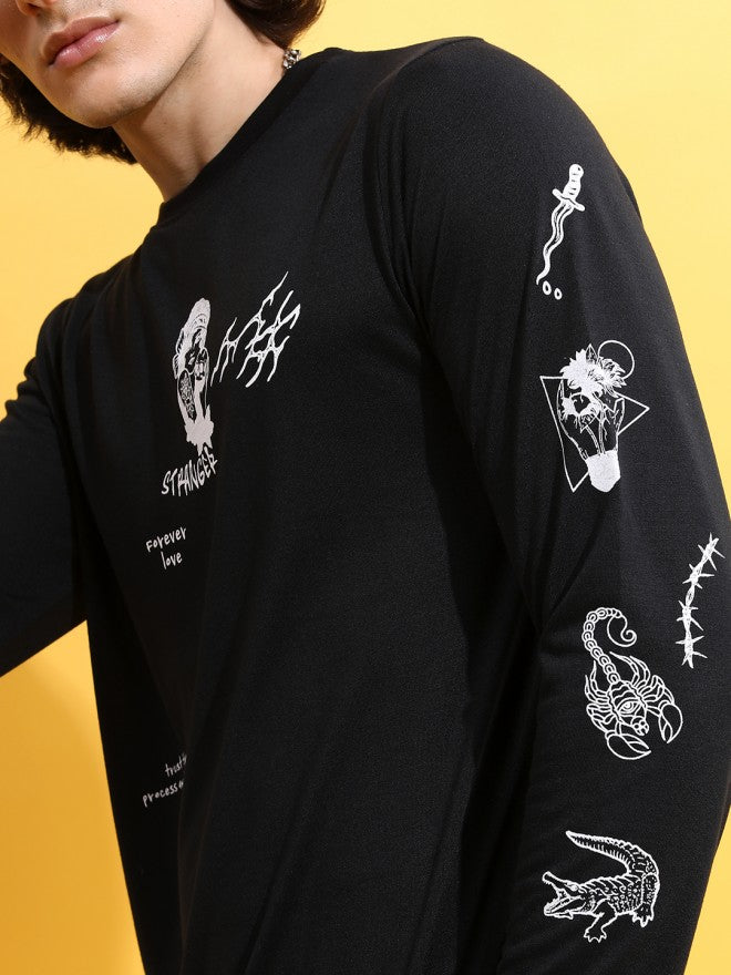 Highlander Men Black Printed Round Neck T-Shirt - Black - Image 5