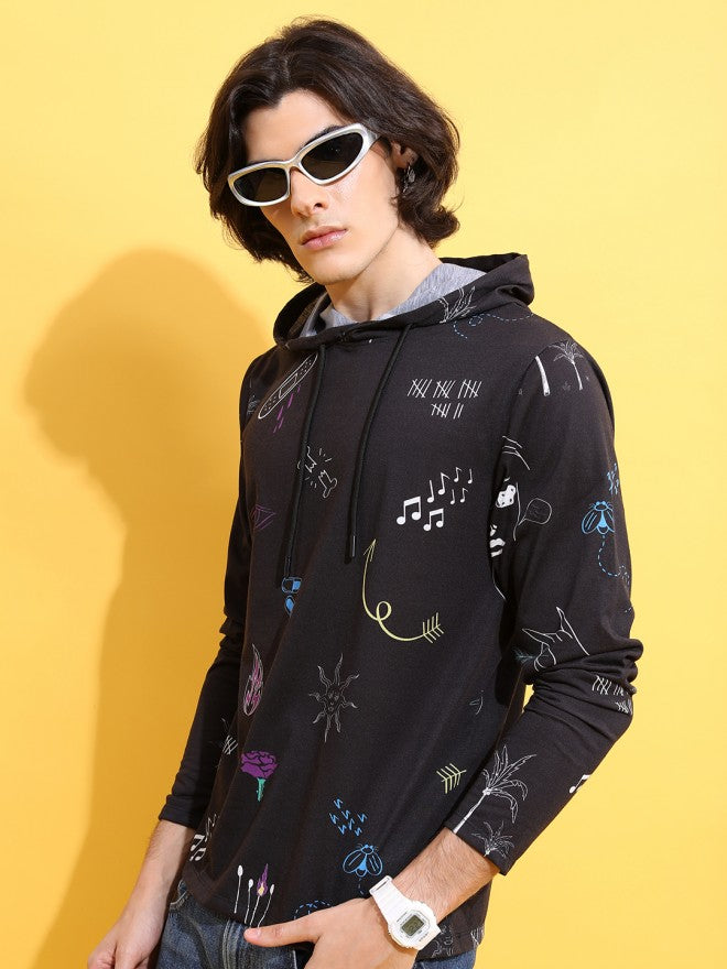 Highlander Men Black Printed Hood T-Shirt - Black - Image 4