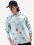 Highlander Men Blue Printed Hood T-Shirt - Blue - Image 1