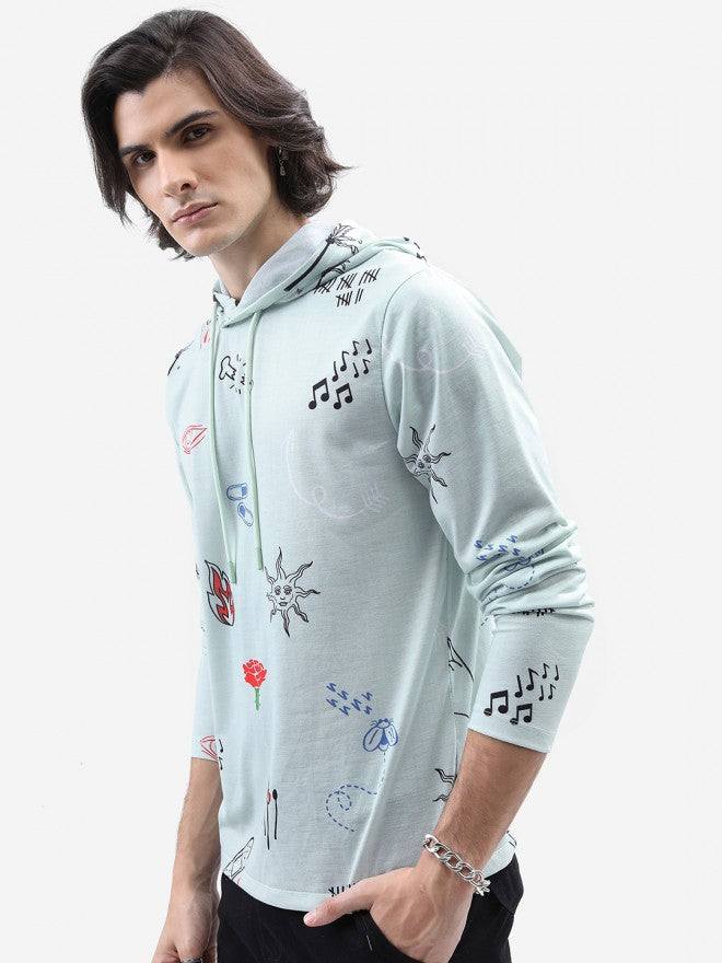 Highlander Men Blue Printed Hood T-Shirt - Blue - Image 4