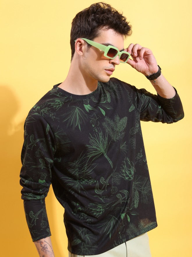 Highlander Men Black Printed Round Neck T-Shirt - Black - Image 6