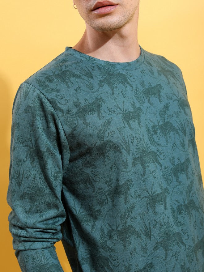 Highlander Men Green Printed Round Neck T-Shirt - Green - Image 5