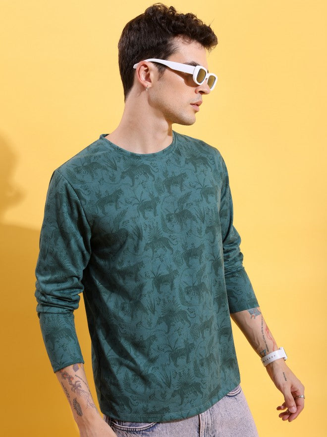 Highlander Men Green Printed Round Neck T-Shirt - Green - Image 6