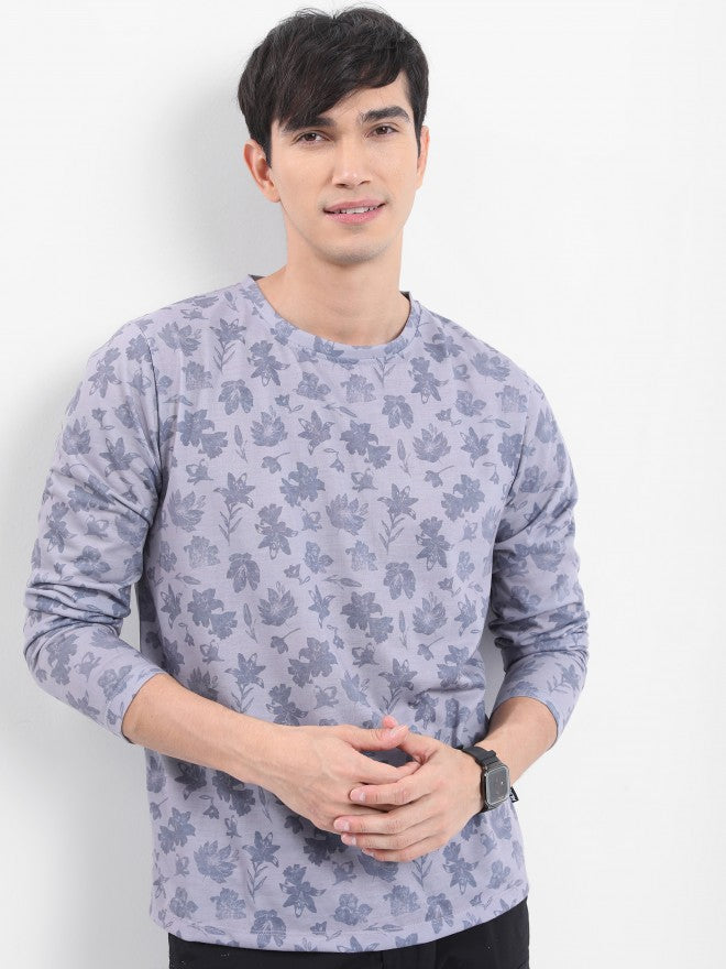 Highlander Men Grey Printed Round Neck T-Shirt - Grey - Image 1
