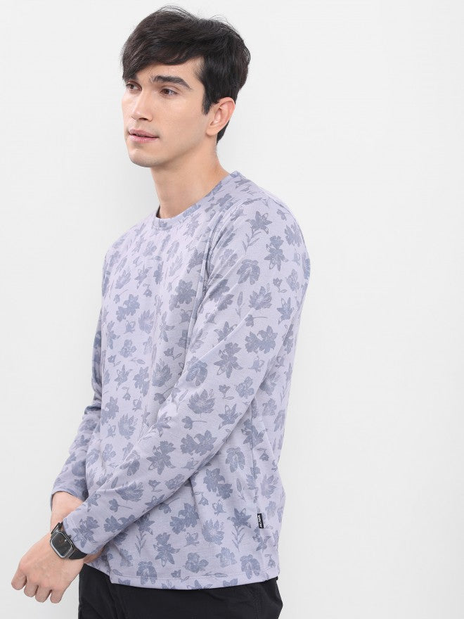 Highlander Men Grey Printed Round Neck T-Shirt - Grey - Image 4