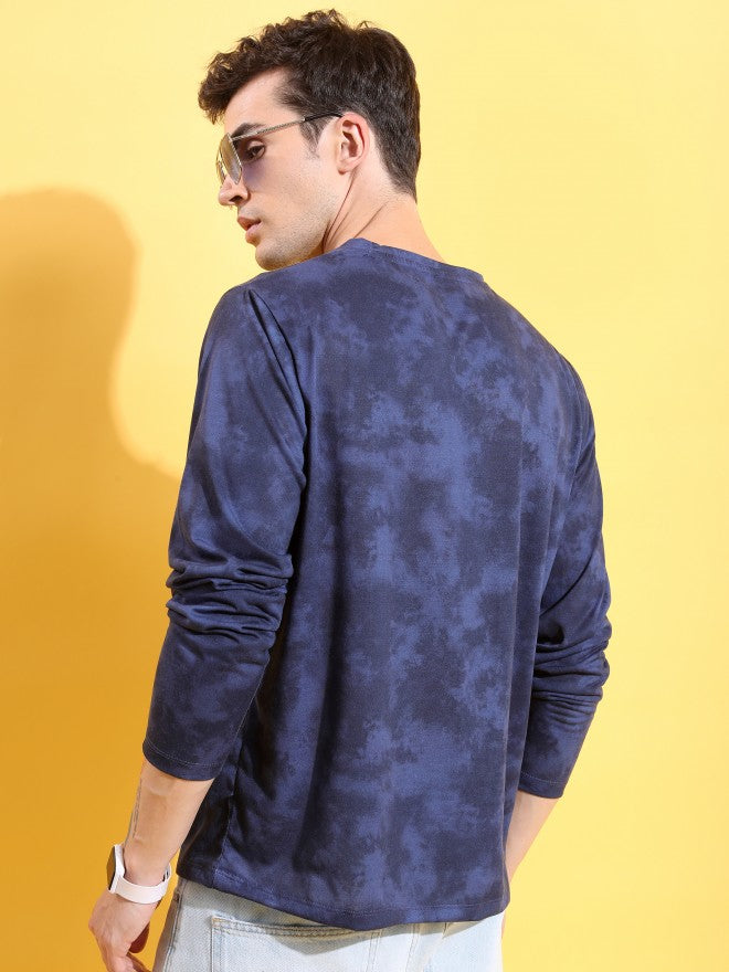 Highlander Men Navy Blue Printed Round Neck T-Shirt - Navy Blue - Image 3