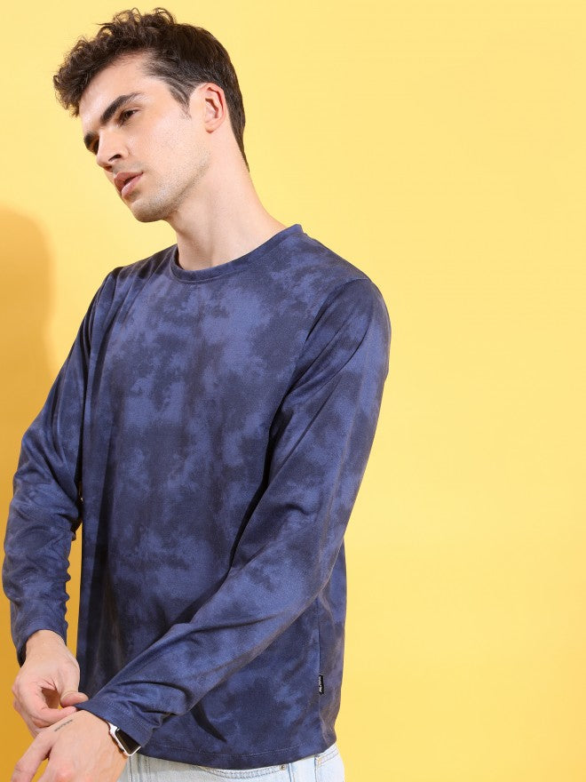Highlander Men Navy Blue Printed Round Neck T-Shirt - Navy Blue - Image 4