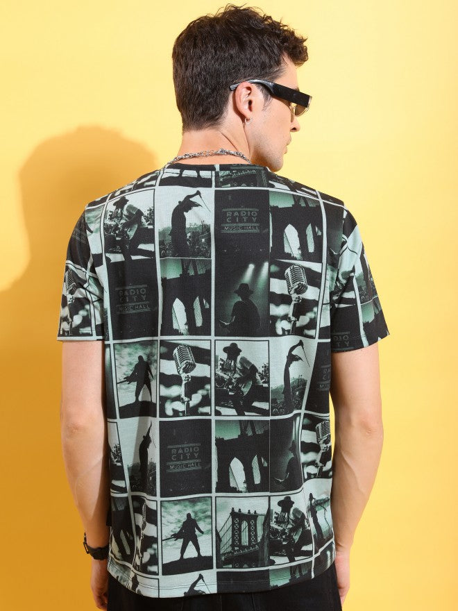 Highlander Men Green/Black Printed Round Neck T-Shirt - Green - Image 3