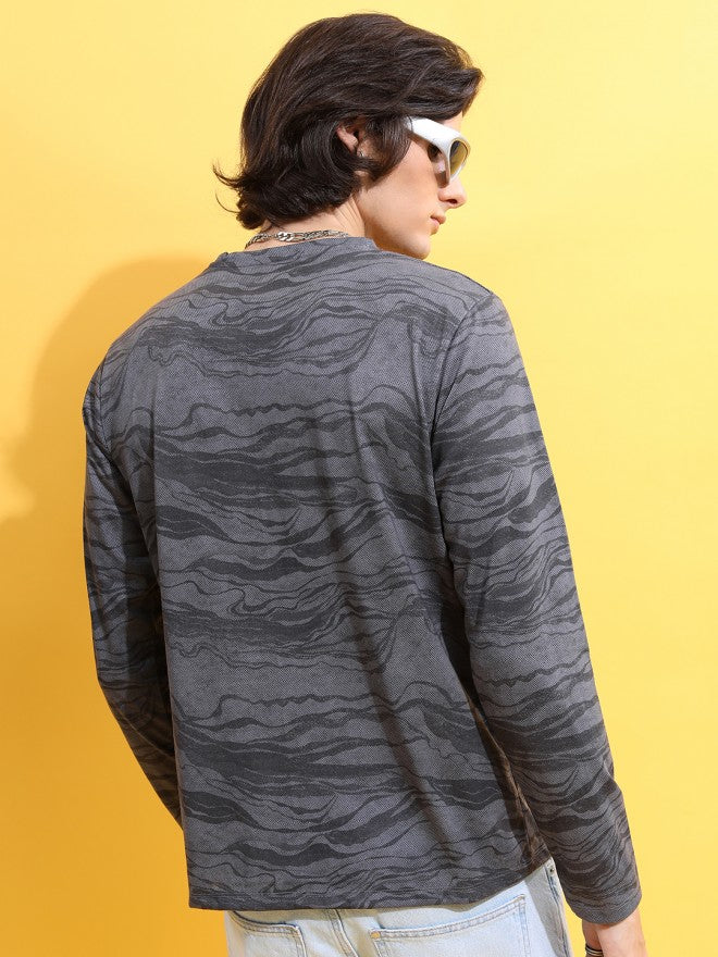 Highlander Men Grey Printed Round Neck T-Shirt - Grey - Image 3