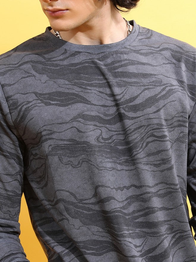 Highlander Men Grey Printed Round Neck T-Shirt - Grey - Image 5