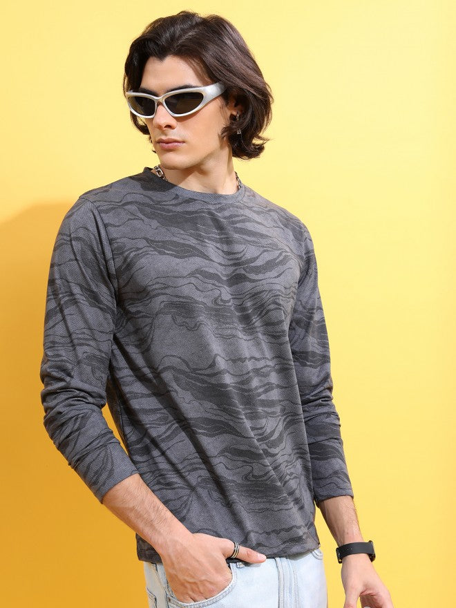 Highlander Men Grey Printed Round Neck T-Shirt - Grey - Image 6