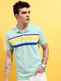 Highlander Men Sea Green/Multi Striped Polo Collar T-Shirt - Sage - Image 1