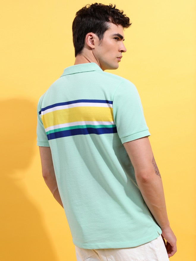 Highlander Men Sea Green/Multi Striped Polo Collar T-Shirt - Sage - Image 3