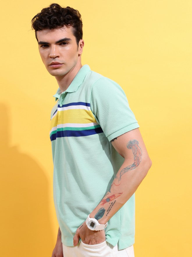 Highlander Men Sea Green/Multi Striped Polo Collar T-Shirt - Sage - Image 4