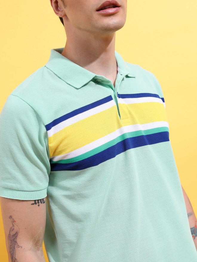 Highlander Men Sea Green/Multi Striped Polo Collar T-Shirt - Sage - Image 5