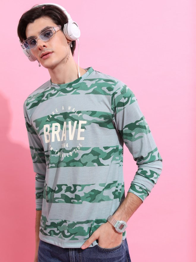Highlander Men Green Printed Round Neck T-Shirt - Green - Image 4